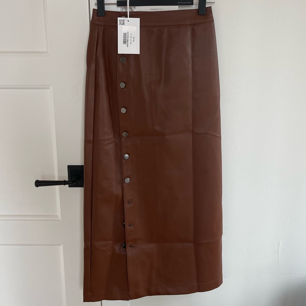 Brown leather skirt